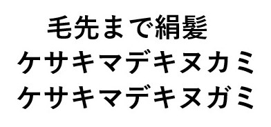 毛先まで絹髪 ケサキマデキヌカミ ケサキマデキヌガミ 商願2024-094758の商標見本