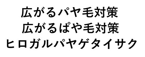 広がるパヤ毛対策 広がるぱや毛対策 ヒロガルパヤゲタイサク 商願2024-094760の商標見本
