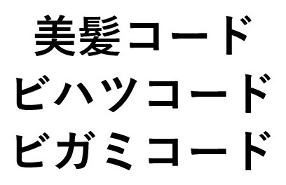 美髪コード ビハツコード ビガミコード 商願2025-046218の商標見本